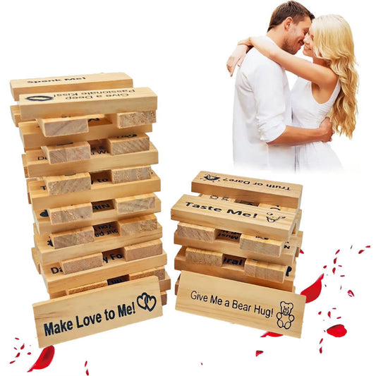 Couple Game Night Intimacy Block Tower Jenga Game Valentine Tumbling Tower Stacking Blocks Game Party Interactive Games 18 A&S Collection