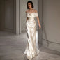 French White Off-shoulder Light Wedding Dress A&S Collection