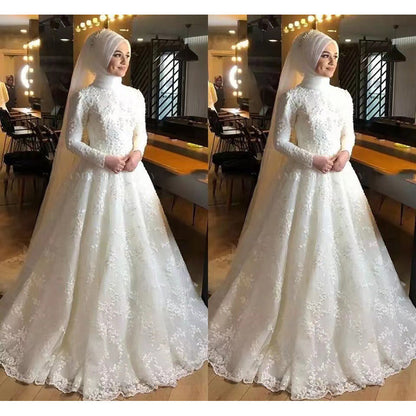 Long Sleeve White Dignified Wedding Dress A&S Collection
