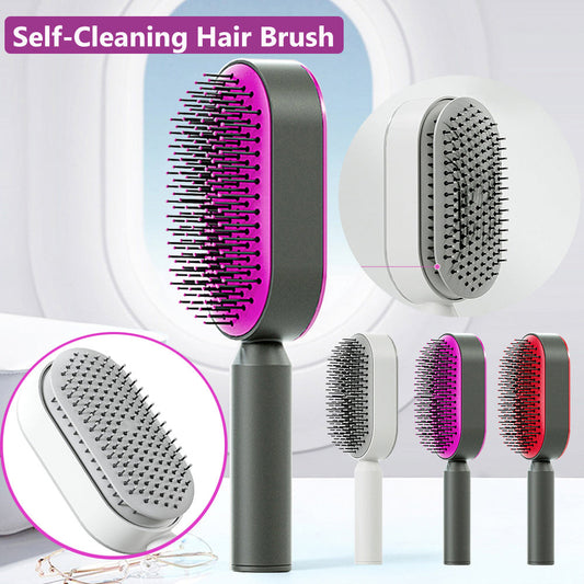 Self Cleaning Hair Brush For Women One-key Cleaning Hair Loss Airbag Massage Scalp Comb Anti-Static Hairbrush CJ
