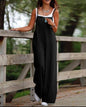 Women's Sleeveless Jumpsuit With Pockets And Adjustable Shoulder Strap Fashion Loose Wide Leg Straight Overalls Summer Beach Trousers A&S Collection