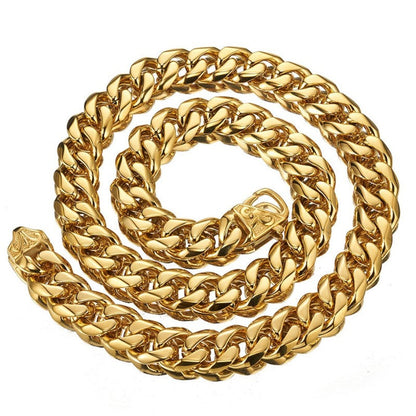 15mm stainless steel and titanium six-sided Cuban chain cast men's necklace A&S Collection