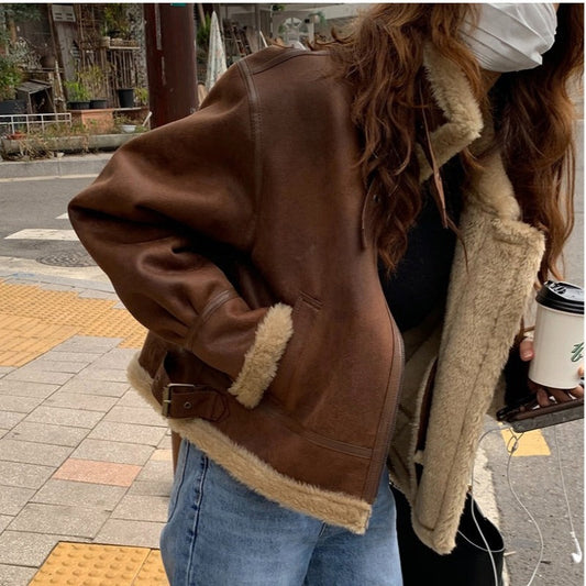 Quality spot winter new South Korea imitation fur body thickened warm imitation leather jacket locomotive clothing A&S Collection