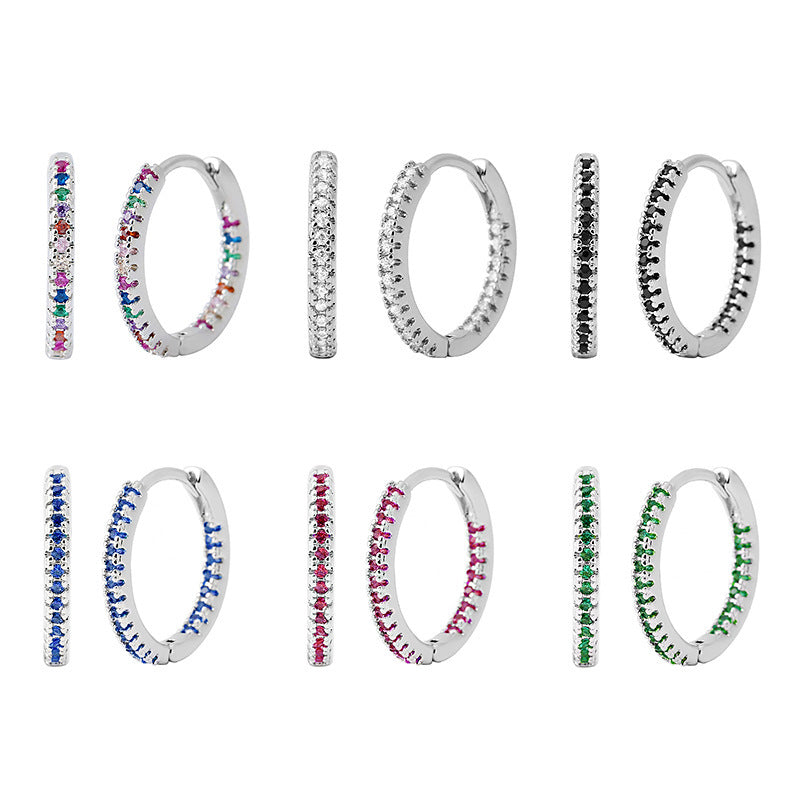 Elegant Multicolor Zircon Circle Ear Clip Earrings for Women – Perfect Fashion Accessory for Any Occasion CJ