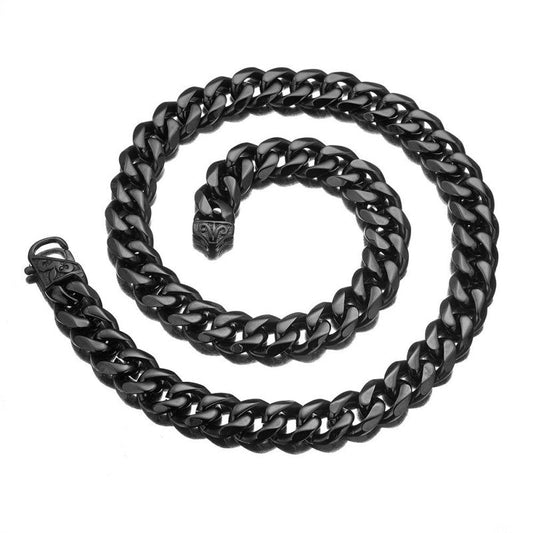 15mm stainless steel and titanium six-sided Cuban chain cast men's necklace A&S Collection
