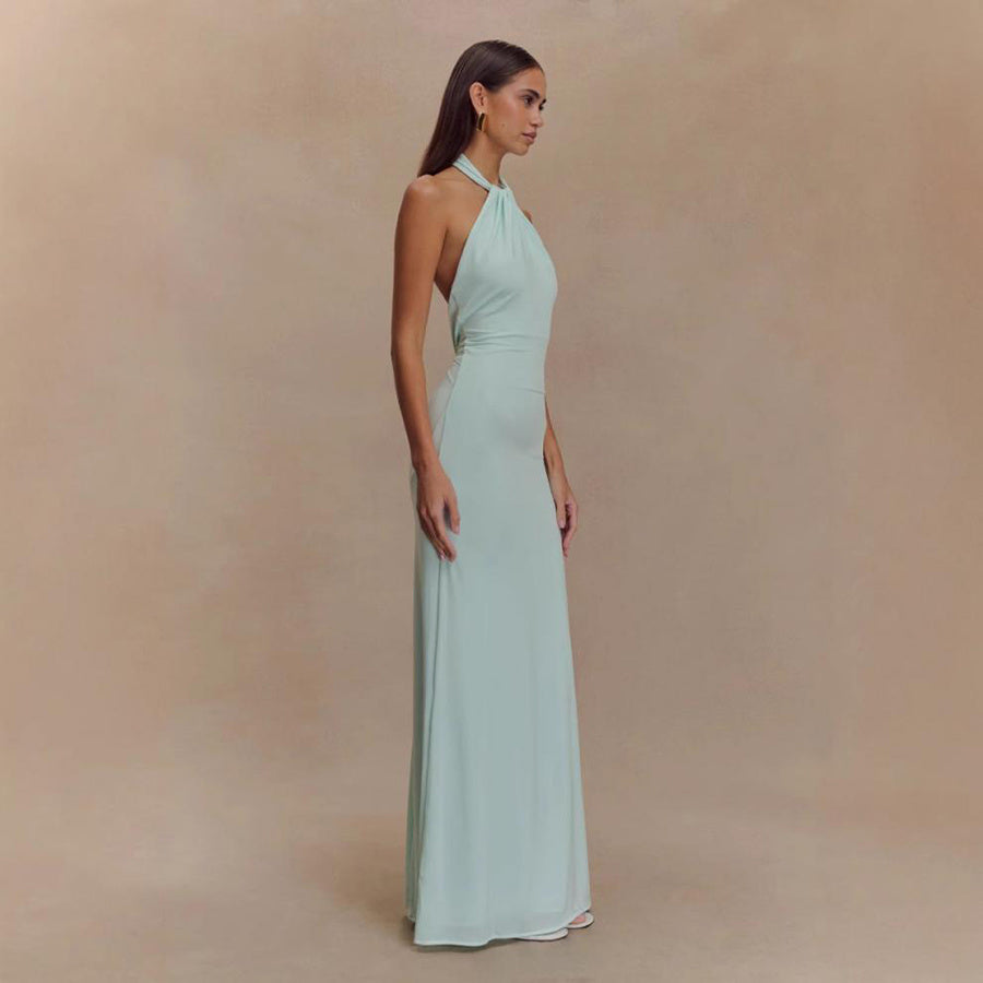 Ins Bodycon Halter Dress Sexy Backless Slim Fit Waist Slimming Maxi Dresses Prom Party Club Clothing For Women A&S Collection