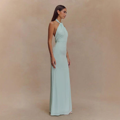 Ins Bodycon Halter Dress Sexy Backless Slim Fit Waist Slimming Maxi Dresses Prom Party Club Clothing For Women A&S Collection