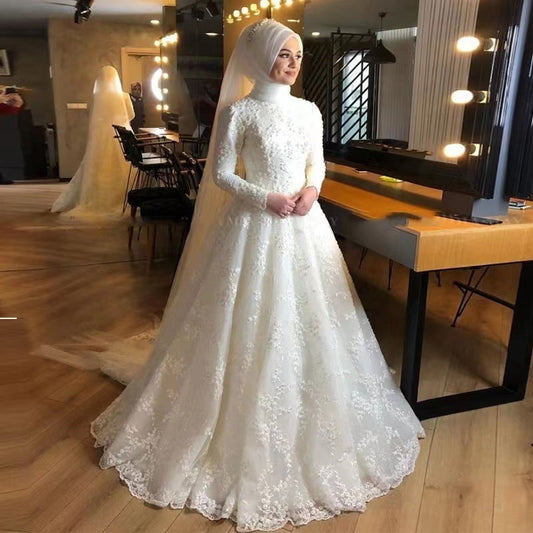 Long Sleeve White Dignified Wedding Dress A&S Collection