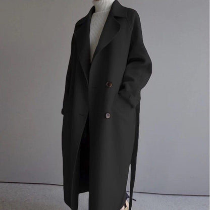 Stylish long woolen coat, Harajuku style, double-sided, perfect for autumn and winter. A&S Collection
