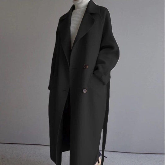 Stylish long woolen coat, Harajuku style, double-sided, perfect for autumn and winter. A&S Collection