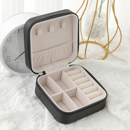 1PC Jewelry Organizer Display Travel Jewelry Zipper Case Boxes Earrings Necklace Ring Portable Jewelry Box Leather Storage A&S Collection