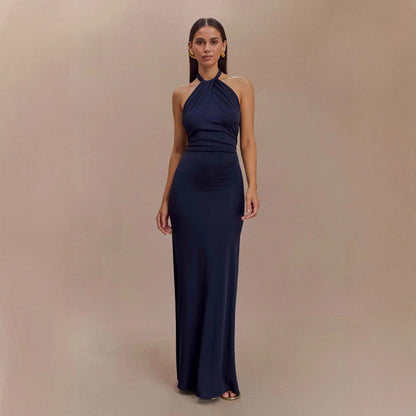 Ins Bodycon Halter Dress Sexy Backless Slim Fit Waist Slimming Maxi Dresses Prom Party Club Clothing For Women A&S Collection