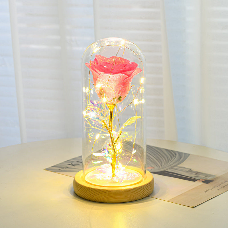 Valentines Day Gift  For Girlfriend Eternal Rose Flowers LED Light In Glass Cover Day Wedding Decoration Favors Mother Day Female Gift  Gift A&S Collection
