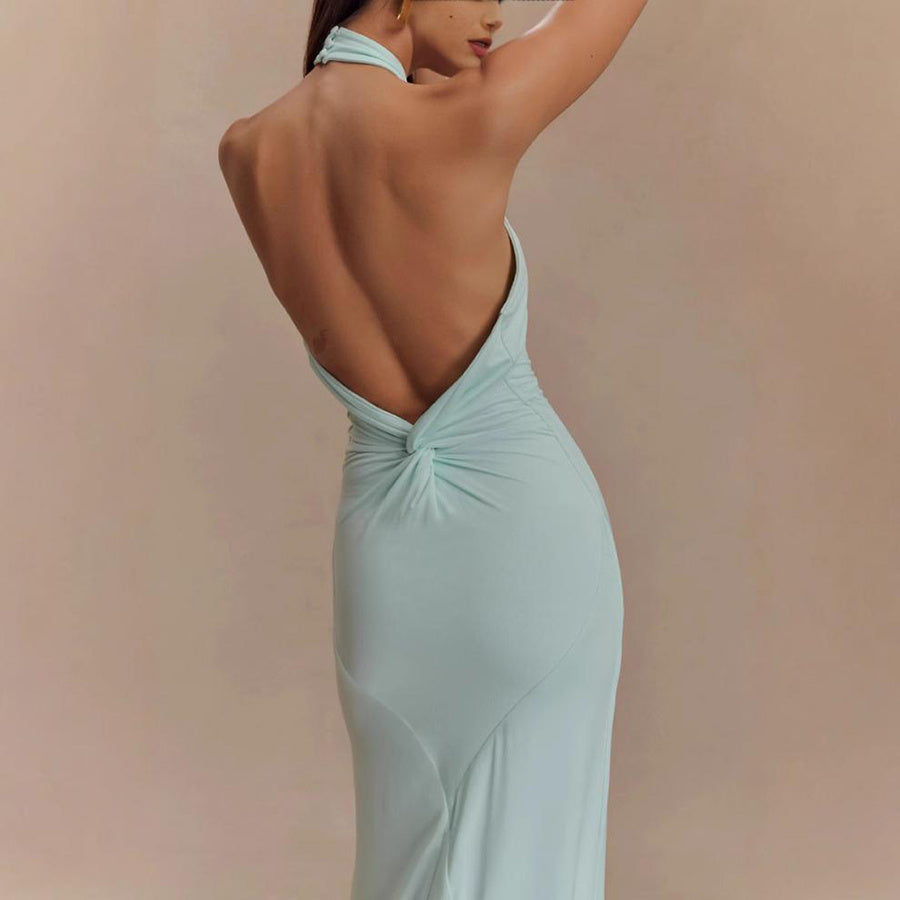 Ins Bodycon Halter Dress Sexy Backless Slim Fit Waist Slimming Maxi Dresses Prom Party Club Clothing For Women A&S Collection