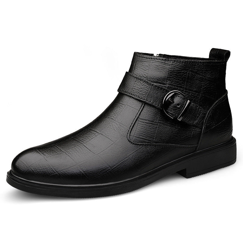Cowhide And Velvet Warm Leisure Plus Size Leather Boots A&S Collection