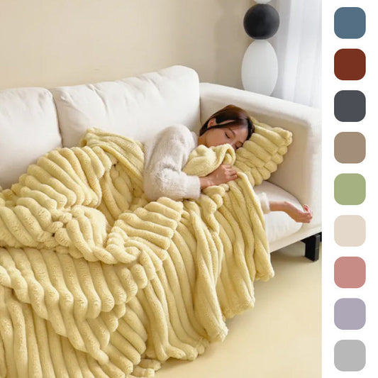 Soft Wind Bubble Velvet Blanket Warm Solid Rabbit Fur Blankets Double-sided Thickening Cover Throw Warm Fur Blanket A&S Collection