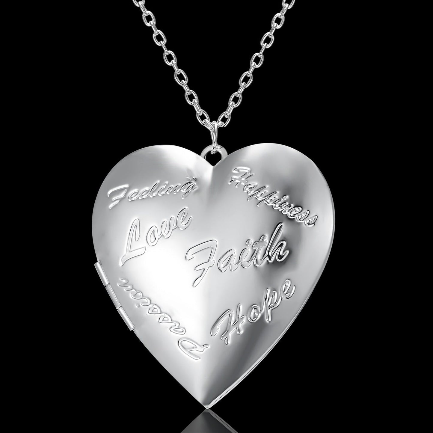 Carved Design Love Necklace Personalized Heart-shaped Photo Frame Pendant Necklace For Women Family Jewelry For Valentine's Day A&S Collection