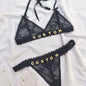 Custom Lingerie Set For Women Thong Panties Bra Set With Name Rhinestone Customized Thongs Personalized G-String Jewelry Gift CJ