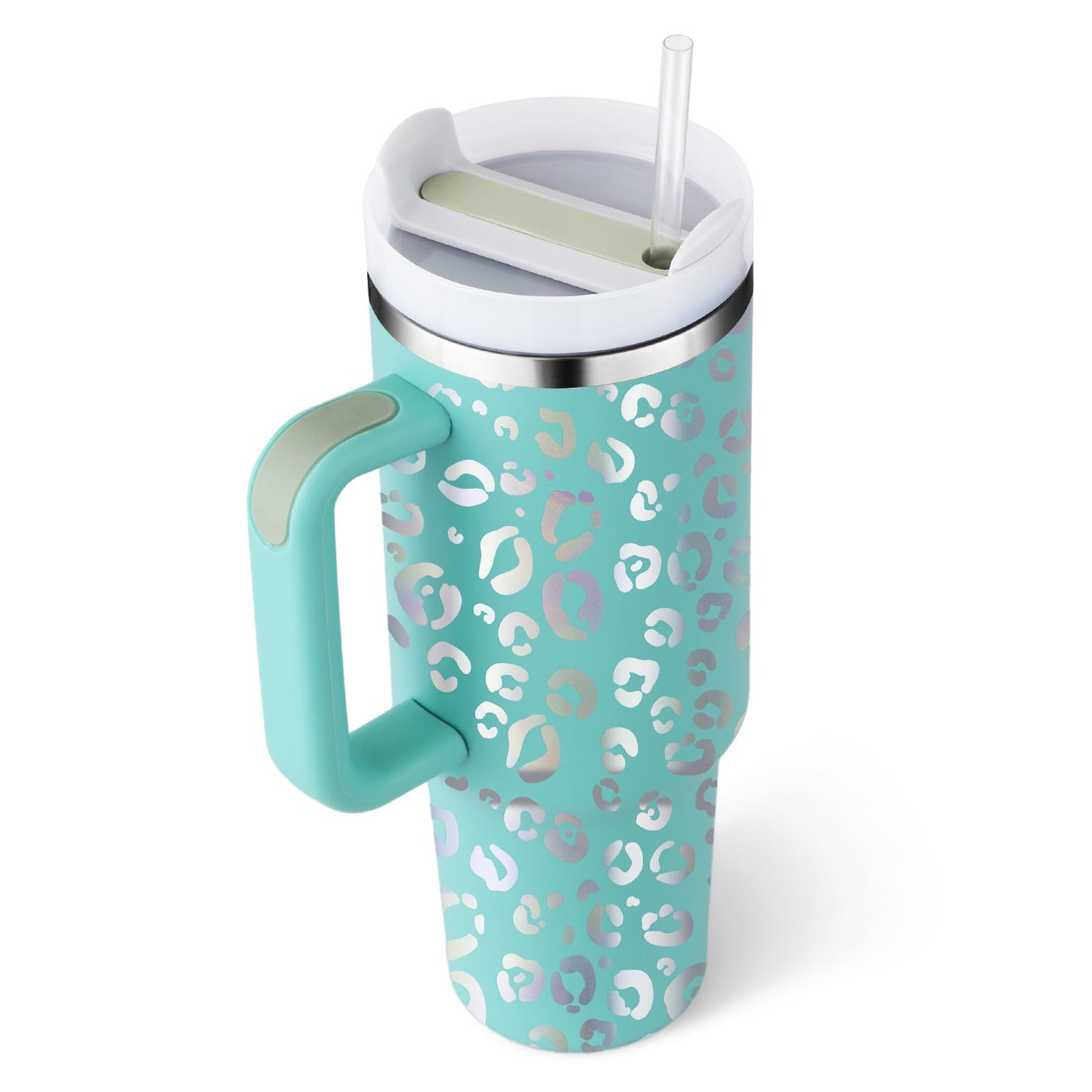 40 Oz Tumbler With Handle Straw Insulated, Stainless Steel Spill Proof Vacuum Coffee Cup Tumbler With Lid Tapered Mug Gifts For Valentine Lover Suitable For Car Gym Office Travel A&S Collection