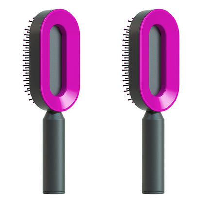 Self Cleaning Hair Brush For Women One-key Cleaning Hair Loss Airbag Massage Scalp Comb Anti-Static Hairbrush CJ