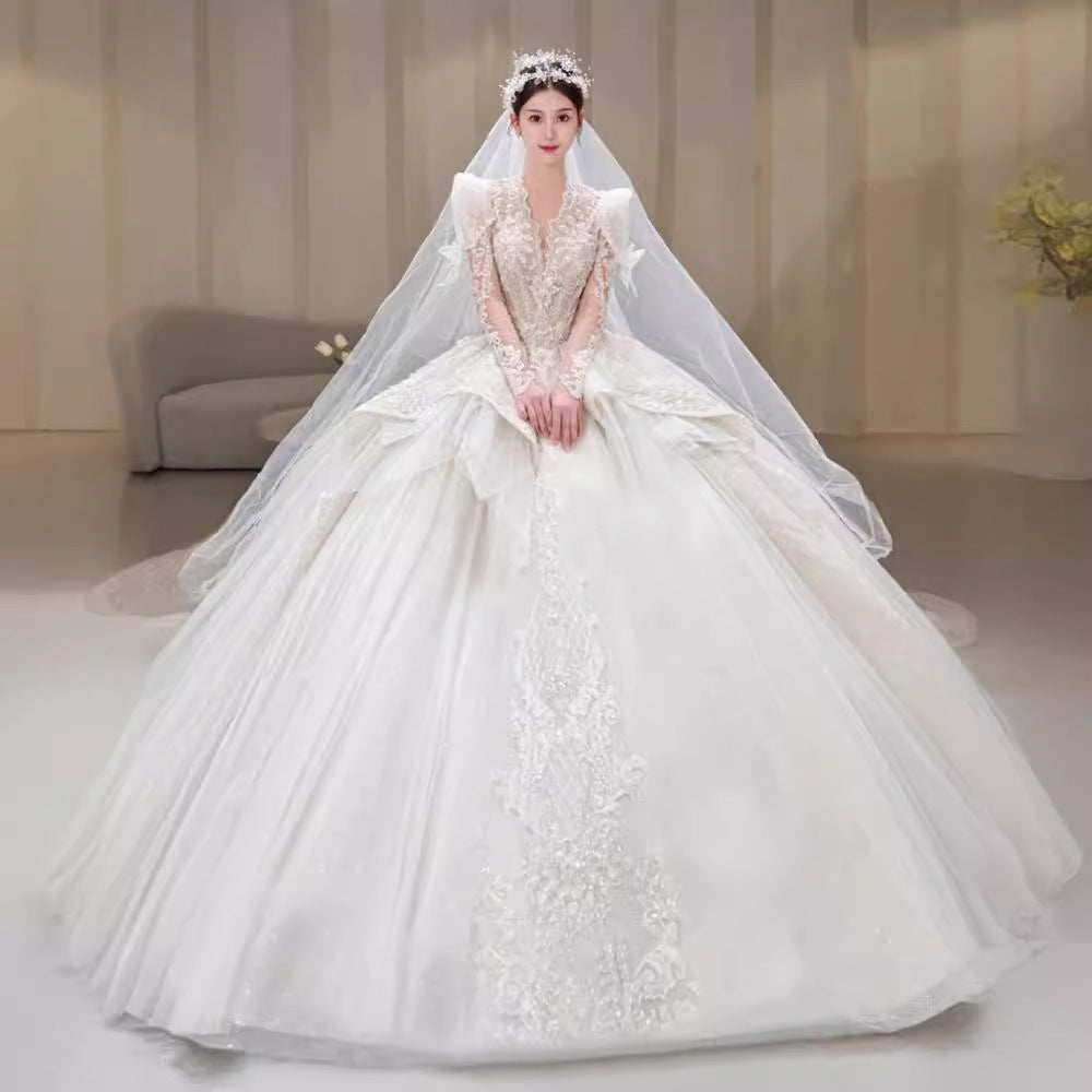 Bride Main Yarn Long Sleeve Heavy Industry Trailing French Retro Advanced A&S Collection