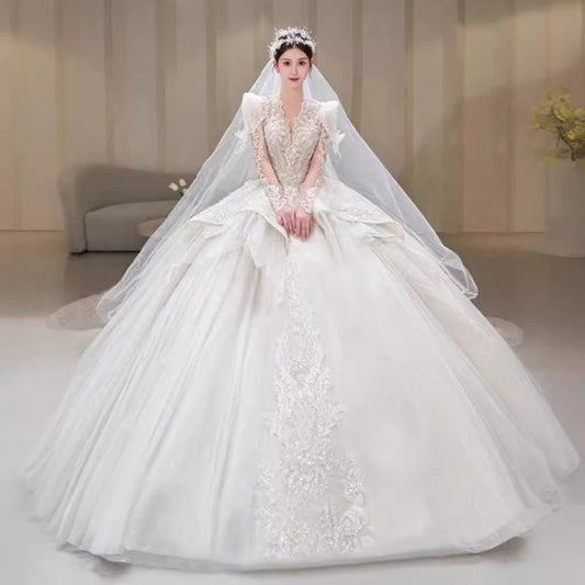 Bride Main Yarn Long Sleeve Heavy Industry Trailing French Retro Advanced A&S Collection