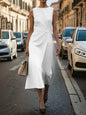 Round Neck Sleeveless Midi Sheath Dress.