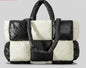 Elegant white puff tote: spacious, stylish, perfect for winter A&S Collection