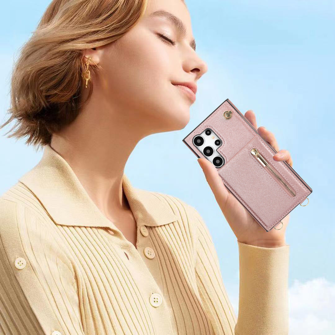 Card Crossbody Zipper Bracket Leather Phone Case A&S Collection