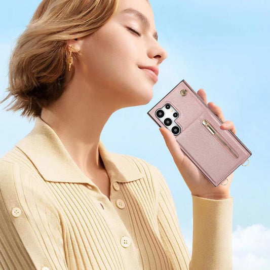 Card Crossbody Zipper Bracket Leather Phone Case A&S Collection