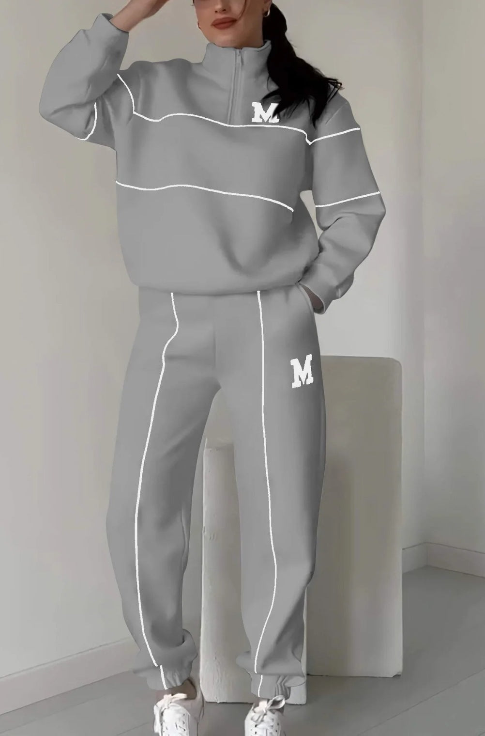 Womens 2 Piece Outfits Lounge Hoodless Pullover Sweatshirt Sweatsuit Sets Sweatshirt Baggy Fashion Sweatpants With Pockets A&S Collection