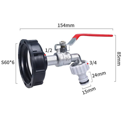 S60x6 Coarse Thread IBC Tank Tap Connecter X 1/2'' 3/4'' Water Coupling Adapter 1000L Garden Home Replacement Valve Fitting A&S Collection