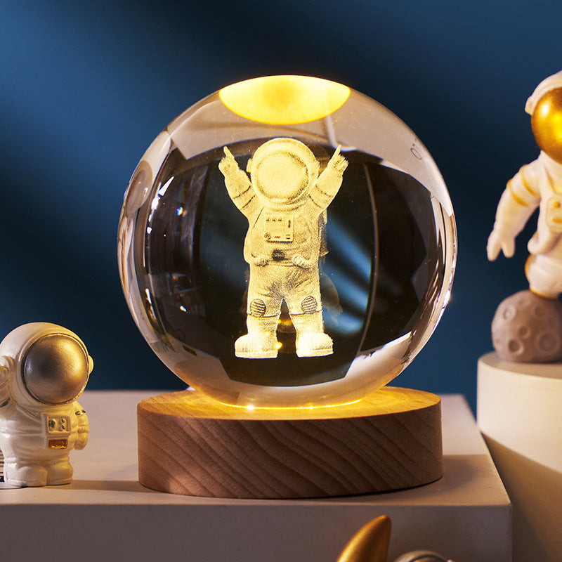 Luminous Starry Sky And Planets Moon Moon Crystal Ball Small Night Lamp Projection Ambience Light Creative Gift New Strange Gift A&S Collection