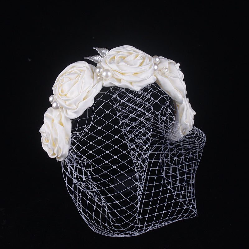 Bridal Large Flower Satin Veil Hair Hoop Headdress Wedding Dress With Accessories A&S Collection