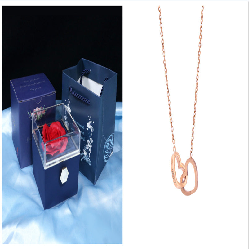 Rotating Soap Flower Rose Gift Box Creative Rotating Rose Jewelry Packaging Box Valentine's Day Gift For Women A&S Collection