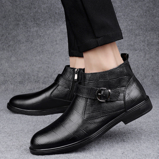 Cowhide And Velvet Warm Leisure Plus Size Leather Boots A&S Collection