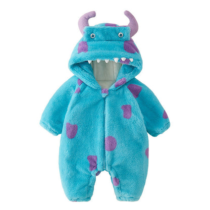 Adorable monster-themed baby onesie with a hood, perfect for a fun and cute look. A&S Collection