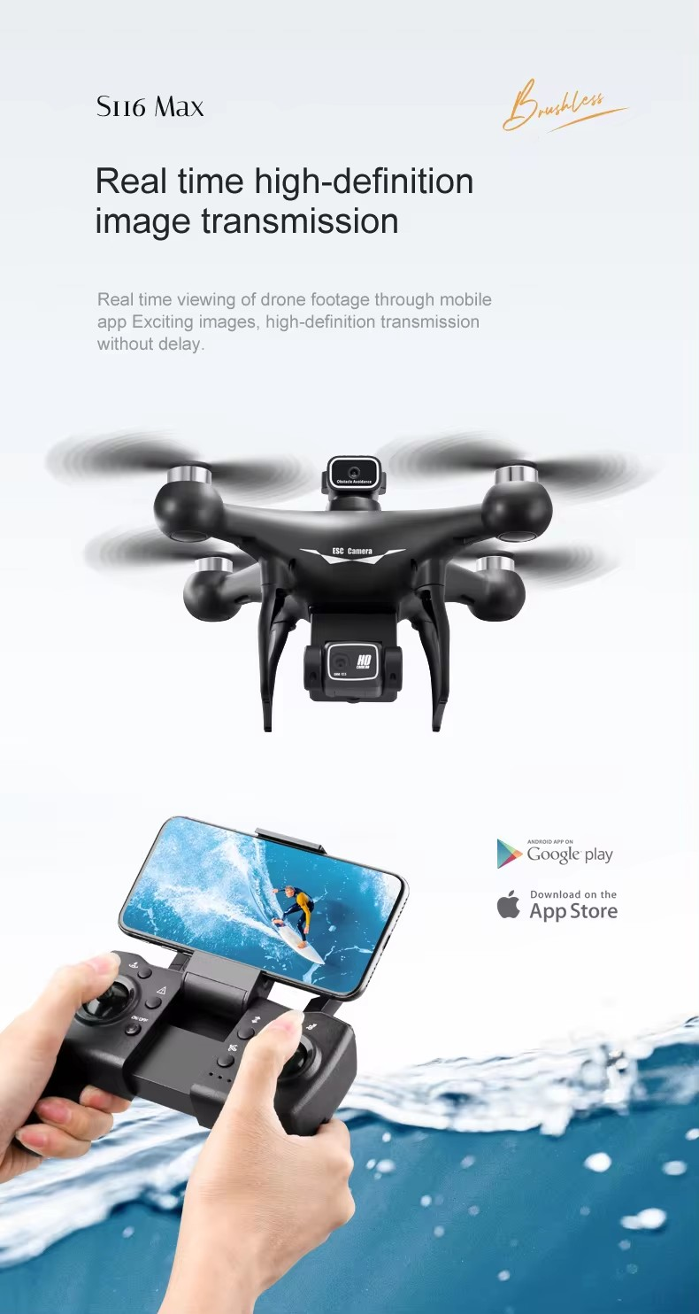 New S116 mini drone 8K dual camera Obstacle avoidance optical flow foldable Wifi Brushless motor Dron Quadcopter A&S Collection