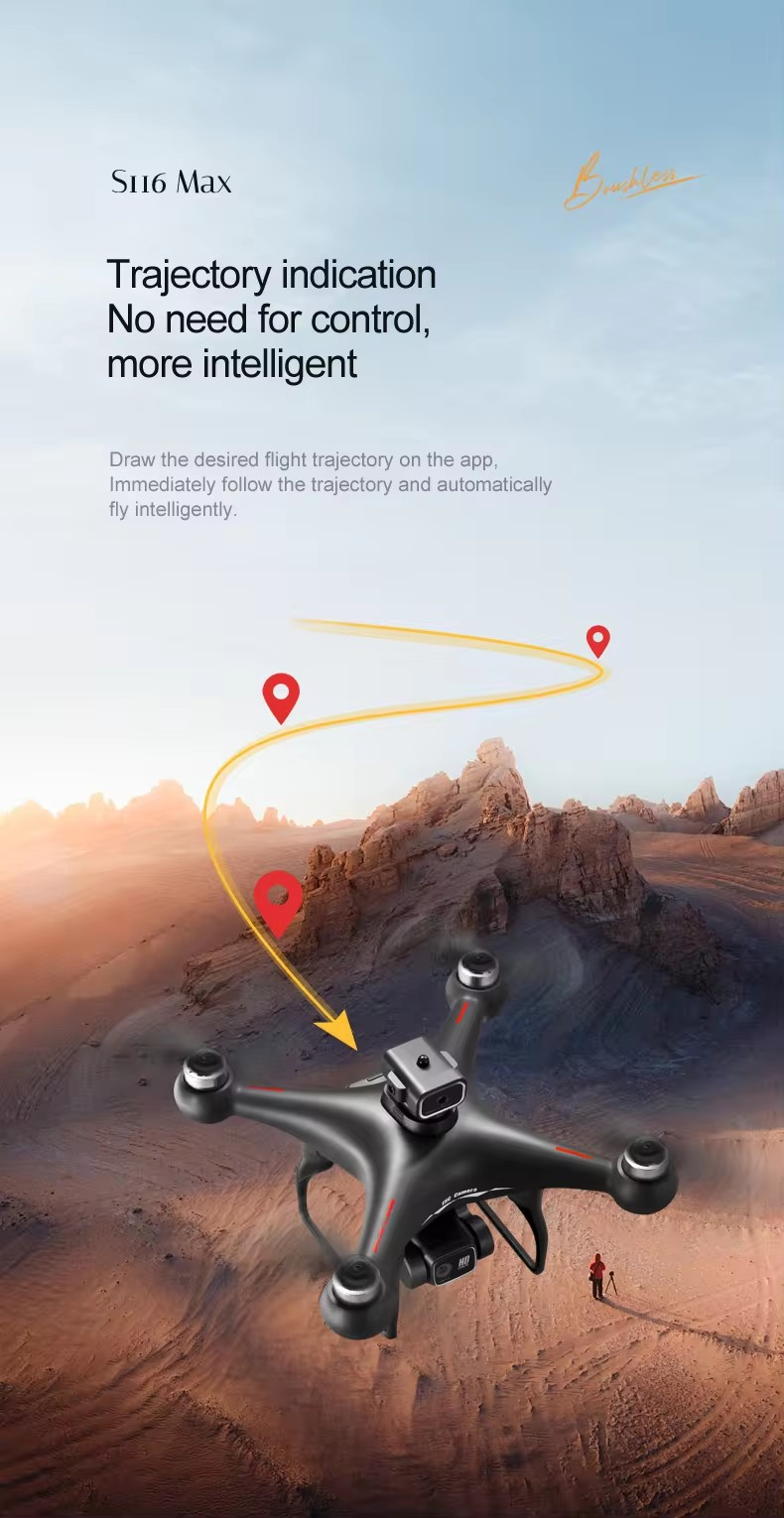 New S116 mini drone 8K dual camera Obstacle avoidance optical flow foldable Wifi Brushless motor Dron Quadcopter A&S Collection