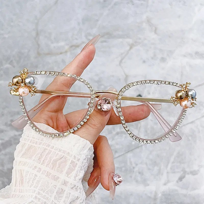 Newest Cat Eye Anti Blue Light Luxury Diamond Glasses Wholesale Manufactures Blue Light Glasses Lens A&S Collection