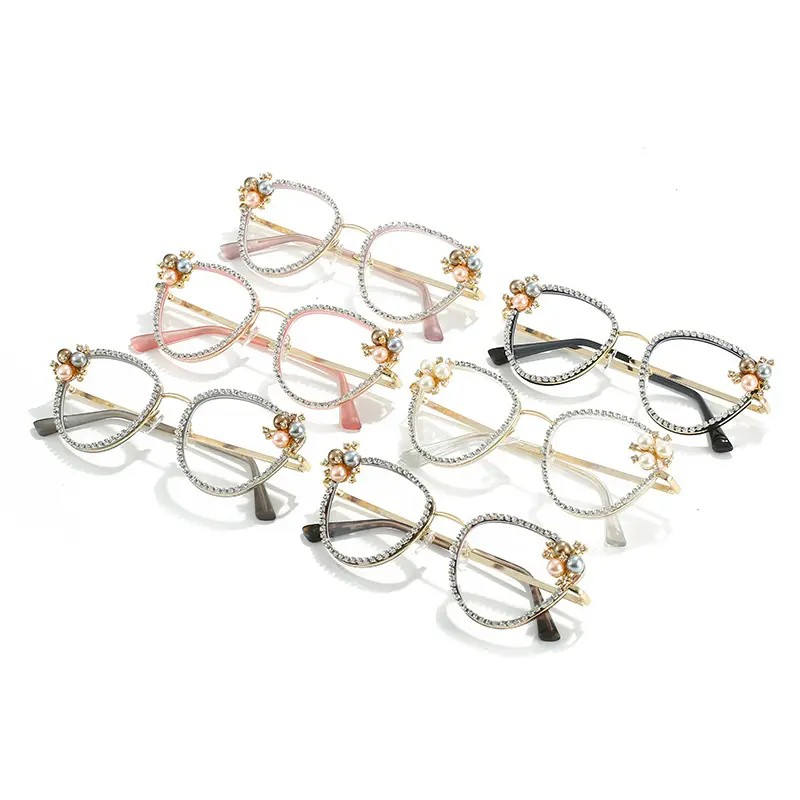Newest Cat Eye Anti Blue Light Luxury Diamond Glasses Wholesale Manufactures Blue Light Glasses Lens A&S Collection