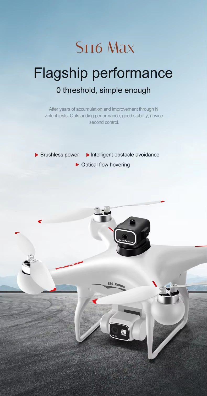 New S116 mini drone 8K dual camera Obstacle avoidance optical flow foldable Wifi Brushless motor Dron Quadcopter A&S Collection