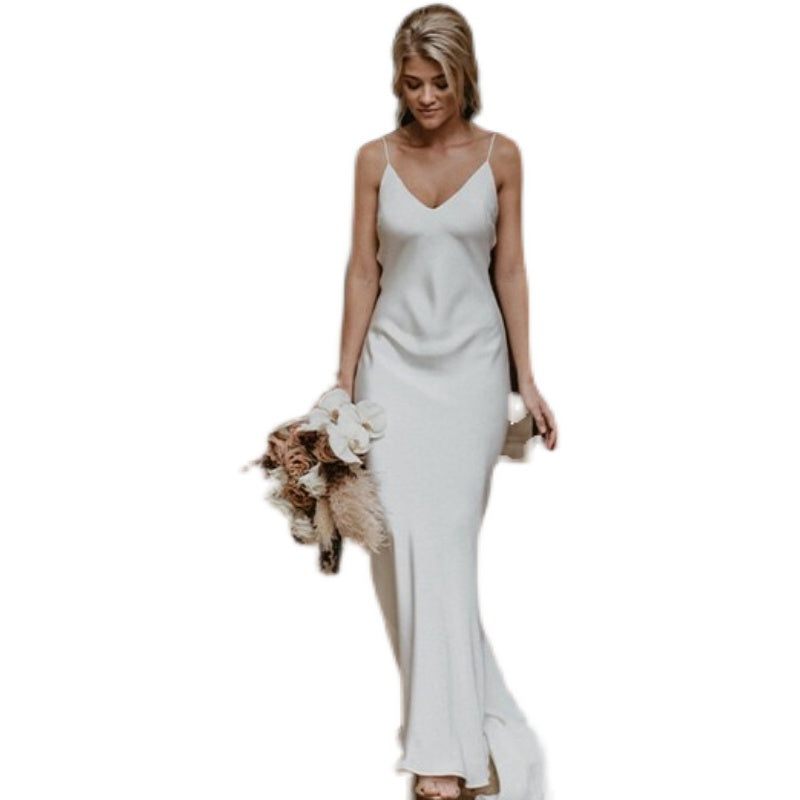 Little White Evening Gown With Train Brigade Shot Long Dress A&S Collection