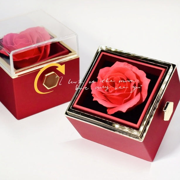 Rotating Soap Flower Rose Gift Box Creative Rotating Rose Jewelry Packaging Box Valentine's Day Gift For Women A&S Collection