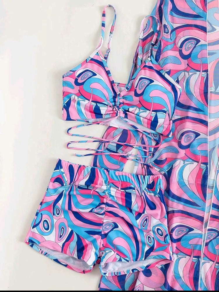 Trendy 3-Piece Bikini Set with Cardigan - Perfect for Summer Beach Style! CJ