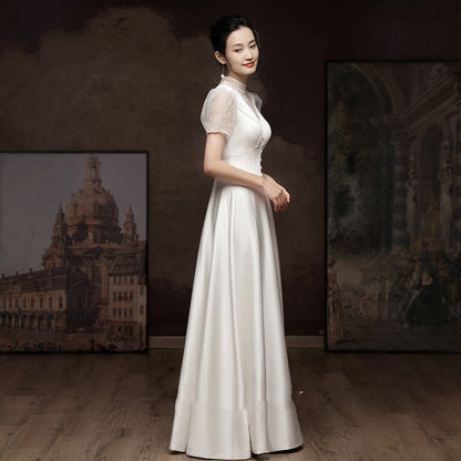 White Engagement Wedding Dress Female French Satin Light Wedding Dress A&S Collection