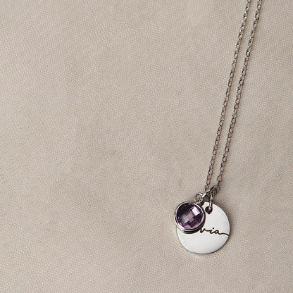 Personalized Name Engraving Necklace Birthstone Pendants Stackable Jewelry Birthday Gift For Women Mom Wife Daughter Friend A&S Collection