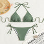 Pure Color Tied Halter Bikini Swimsuit CJ