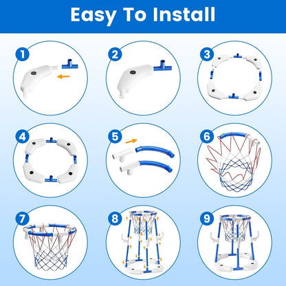 1Set Summer Pool Basketball Hoop Toy Set With 4 Basketballs 4 Circles Floating Swimming Pool Basketball Games Poolside Water Play Toy For 3 To 12Years Old Kids Adults A&S Collection