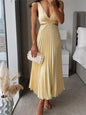 Ins Suspender Pleated Long Dress With Hollow-waisted Design Fashion V-neck Backless Dresses Summer Women's Clothing A&S Collection